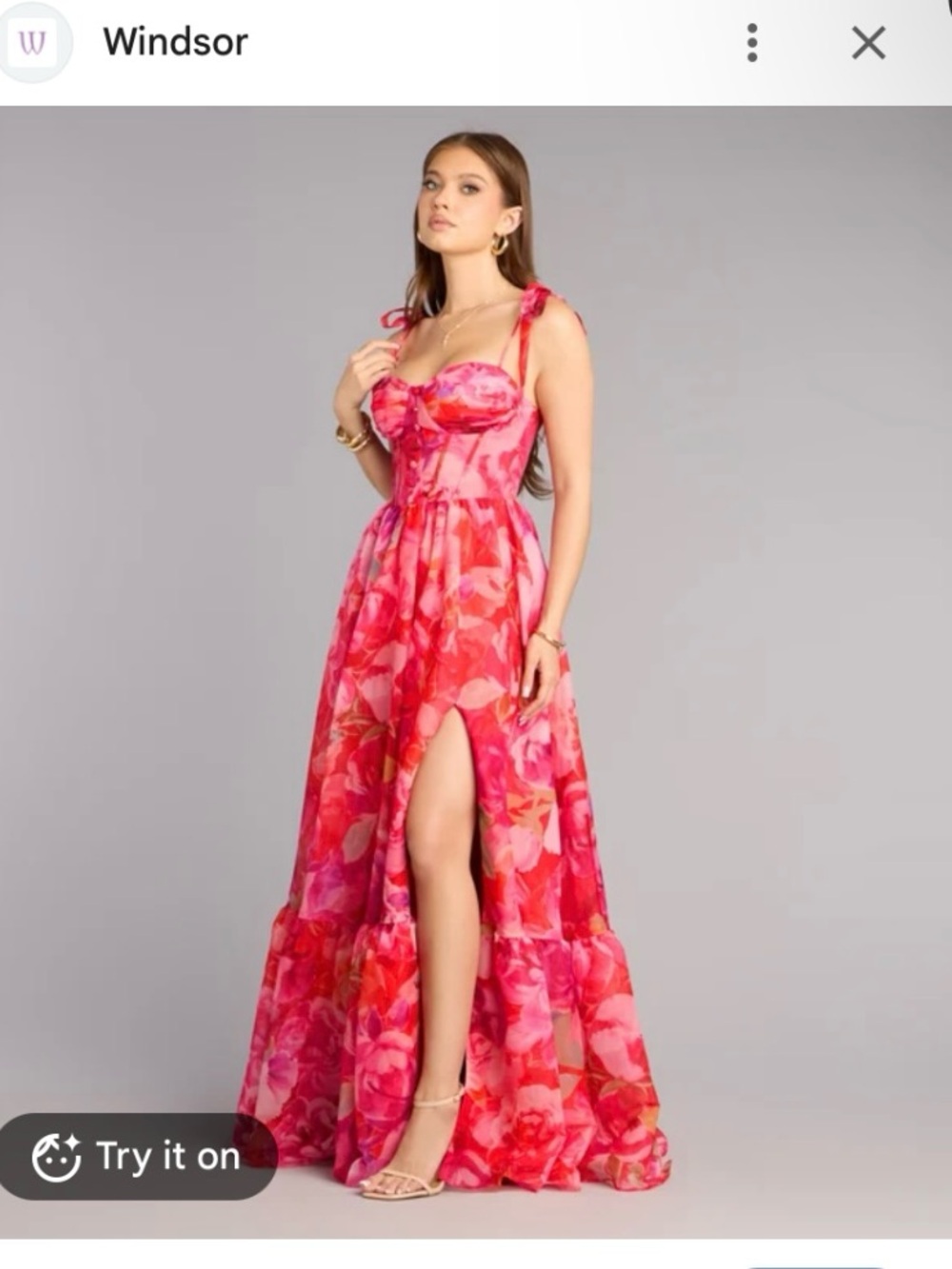New Windsor Junior 3 or Women Small Elana Floral A-Line Slit Formal Floral Dress